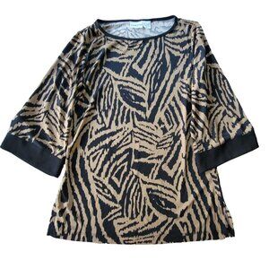 Chicos Womens Animal Print Top Size 0 Jersey Knit 3/4 Sleeve Travel Workwear